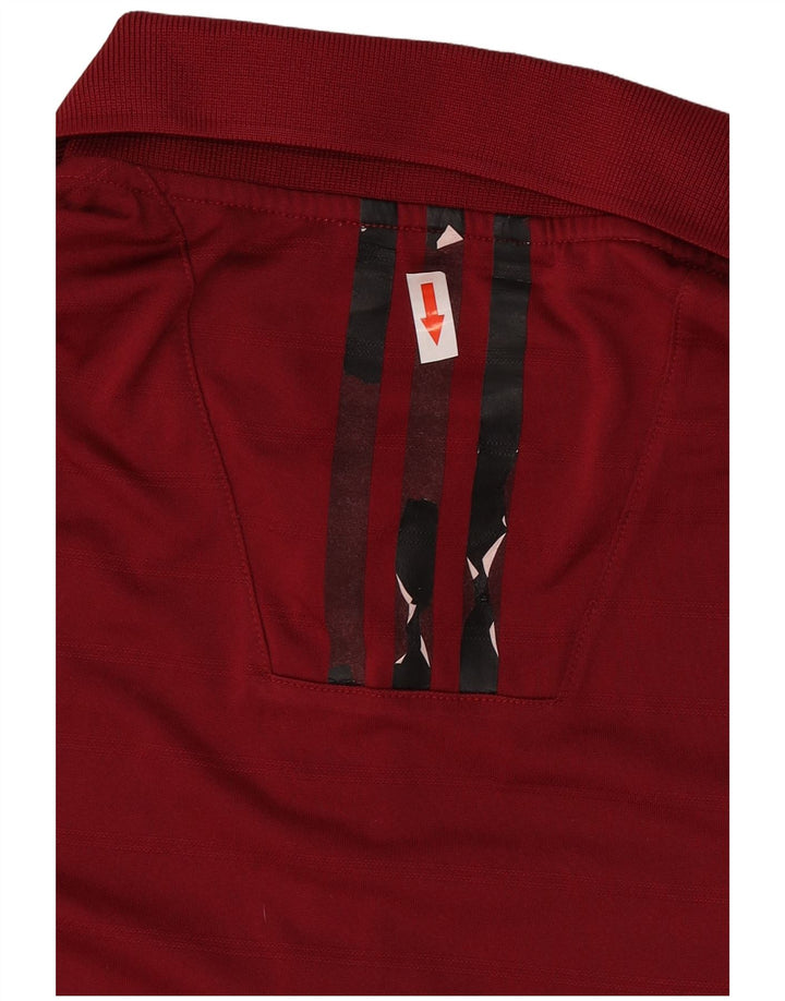 Polo Adidas Climalite da uomo grande in poliestere a righe bordeaux