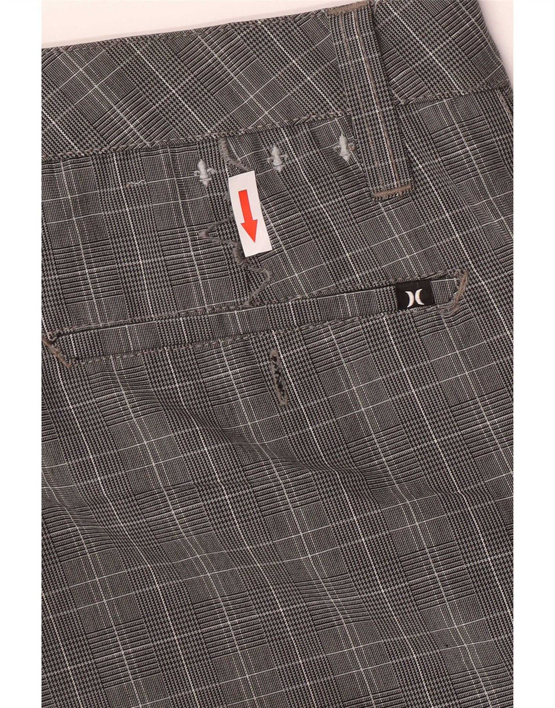 Pantaloncini cargo Hurley da uomo medi W30 in poliestere a quadri grigi