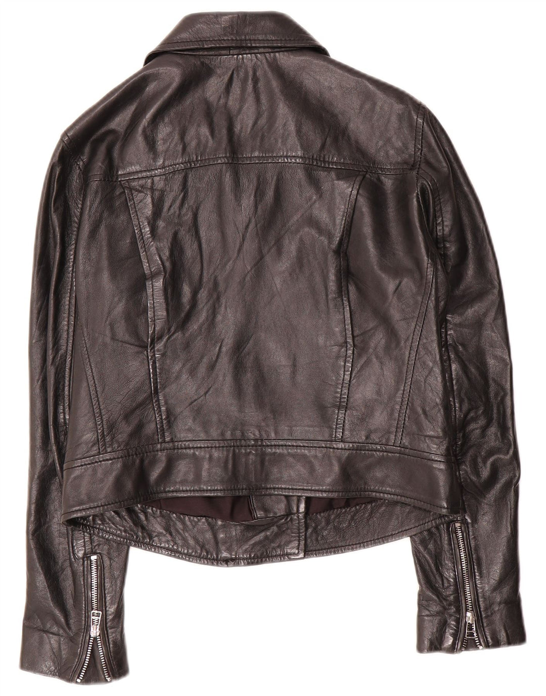 Giacca in pelle da donna Stradivarius UK 14 grande in pelle nera