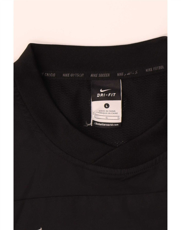 Nike - Maglia grafica da uomo Dri Fit a maniche lunghe, grande, in poliestere color block nero