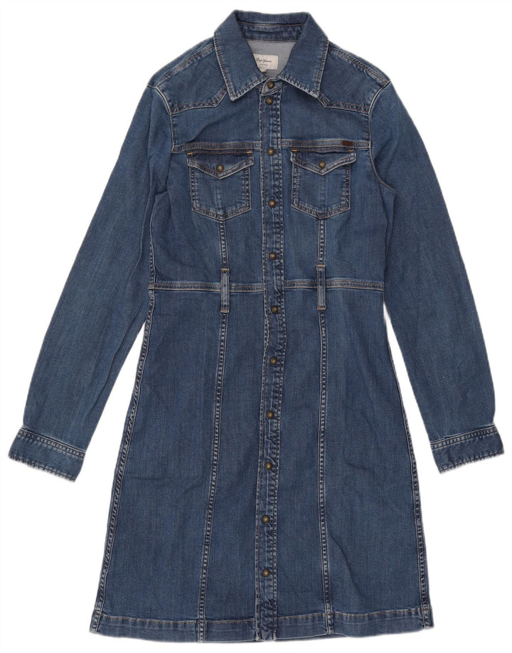 PEPE JEANS Abito in denim a maniche lunghe da donna UK 12 Cotone blu medio