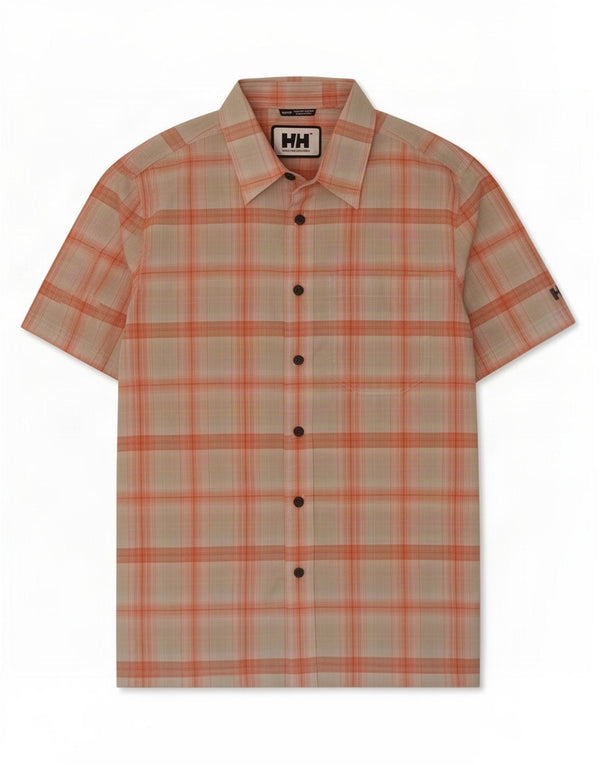 Camicia a maniche corte da uomo Helly Hansen XS in cotone a quadri beige