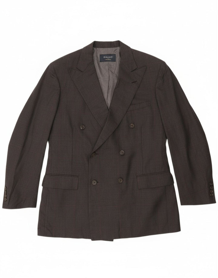 Giacca blazer doppiopetto da uomo Polo Ralph Lauren UK 40 grande quadri grigi