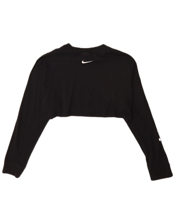 Top corto grafico da donna Nike manica lunga UK 20 2XL cotone nero