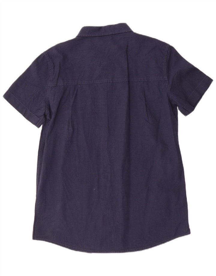 Camicia a maniche corte da uomo Mountain Warehouse piccola in cotone blu navy