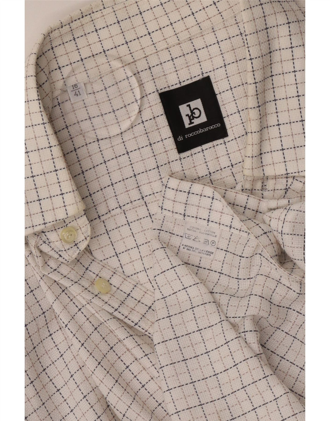 Camicia da uomo ROCCOBAROCCO Taglia 41 16 Cotone a quadri bianchi grandi