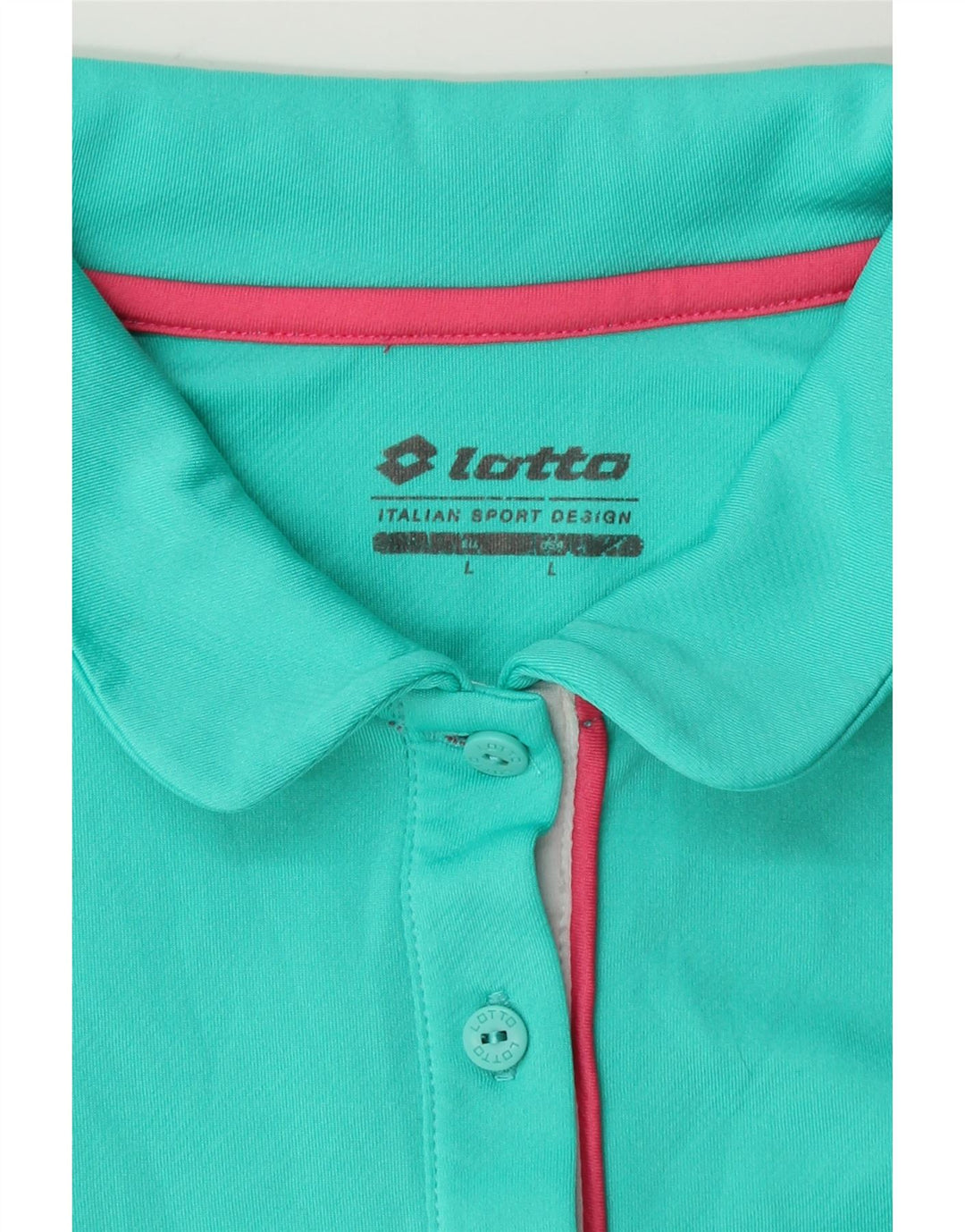 LOTTO Womens Polo Shirt UK 14 Large Turquoise Vintage Lotto and Second-Hand Lotto from Messina Hembry 