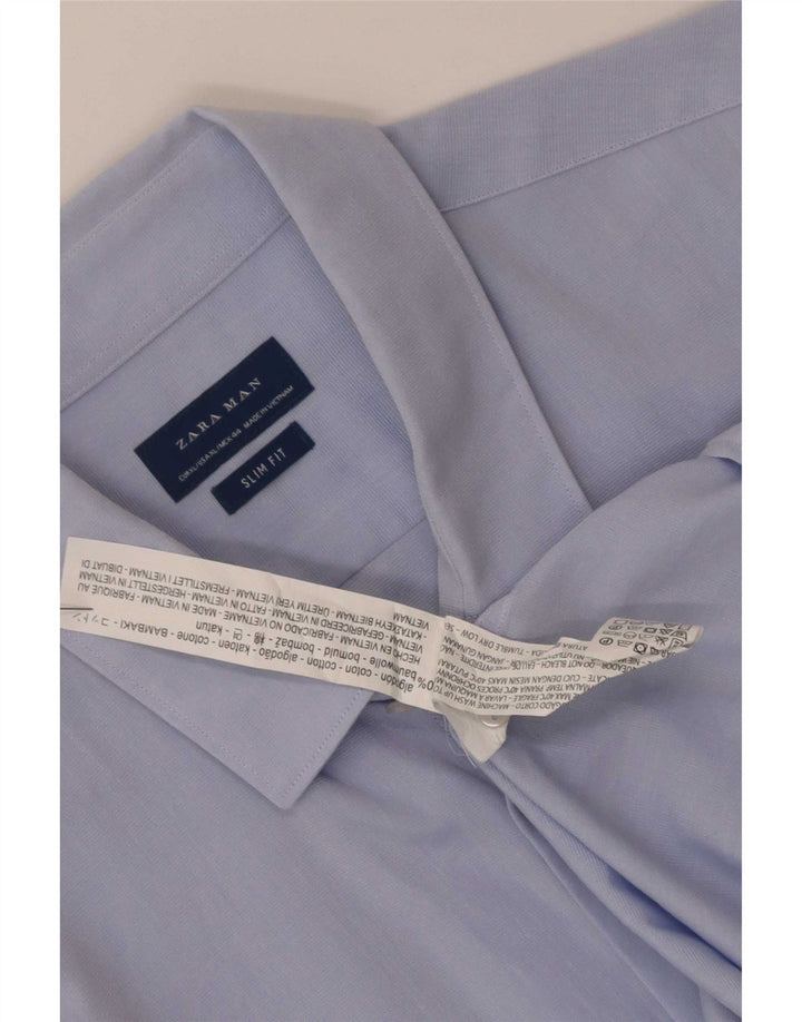Camicia Zara da uomo slim fit XL in cotone blu