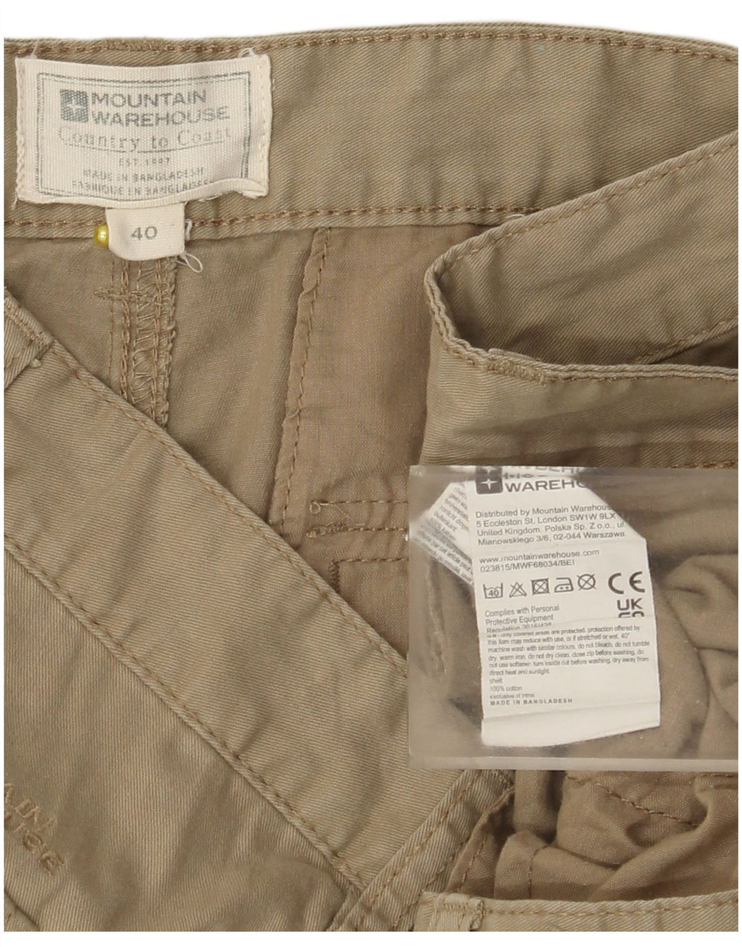 Pantaloncini cargo da uomo Mountain Warehouse W40 XL cotone kaki