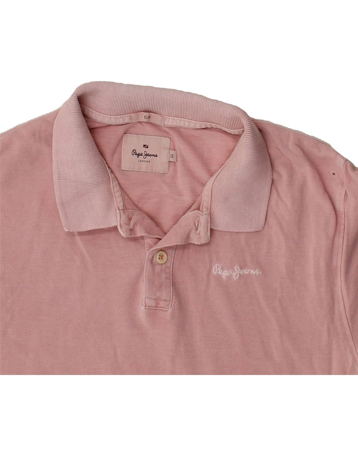 PEPE JEANS Mens Slim Polo Shirt XS Pink Vintage PEPE Jeans and Second-Hand PEPE Jeans from Messina Hembry 