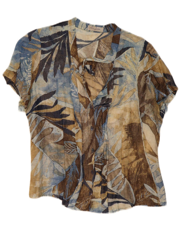 Vintage Womens Short Sleeve Shirt Blouse UK 14 Large Multicoloured Floral