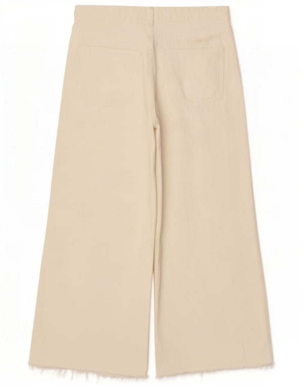 Jeans corti da donna Zara a gamba larga EU 40 medio W30 L25 cotone bianco