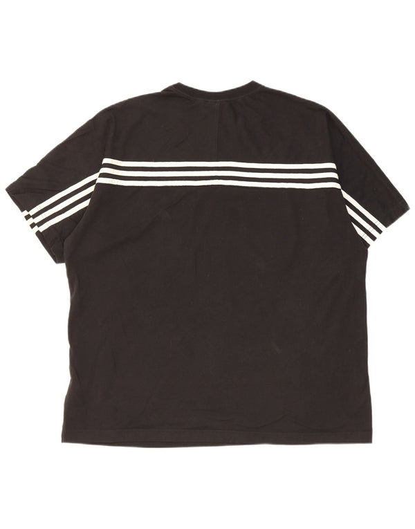 Adidas - T-shirt grafica regolare da uomo, grande, in cotone a righe nere