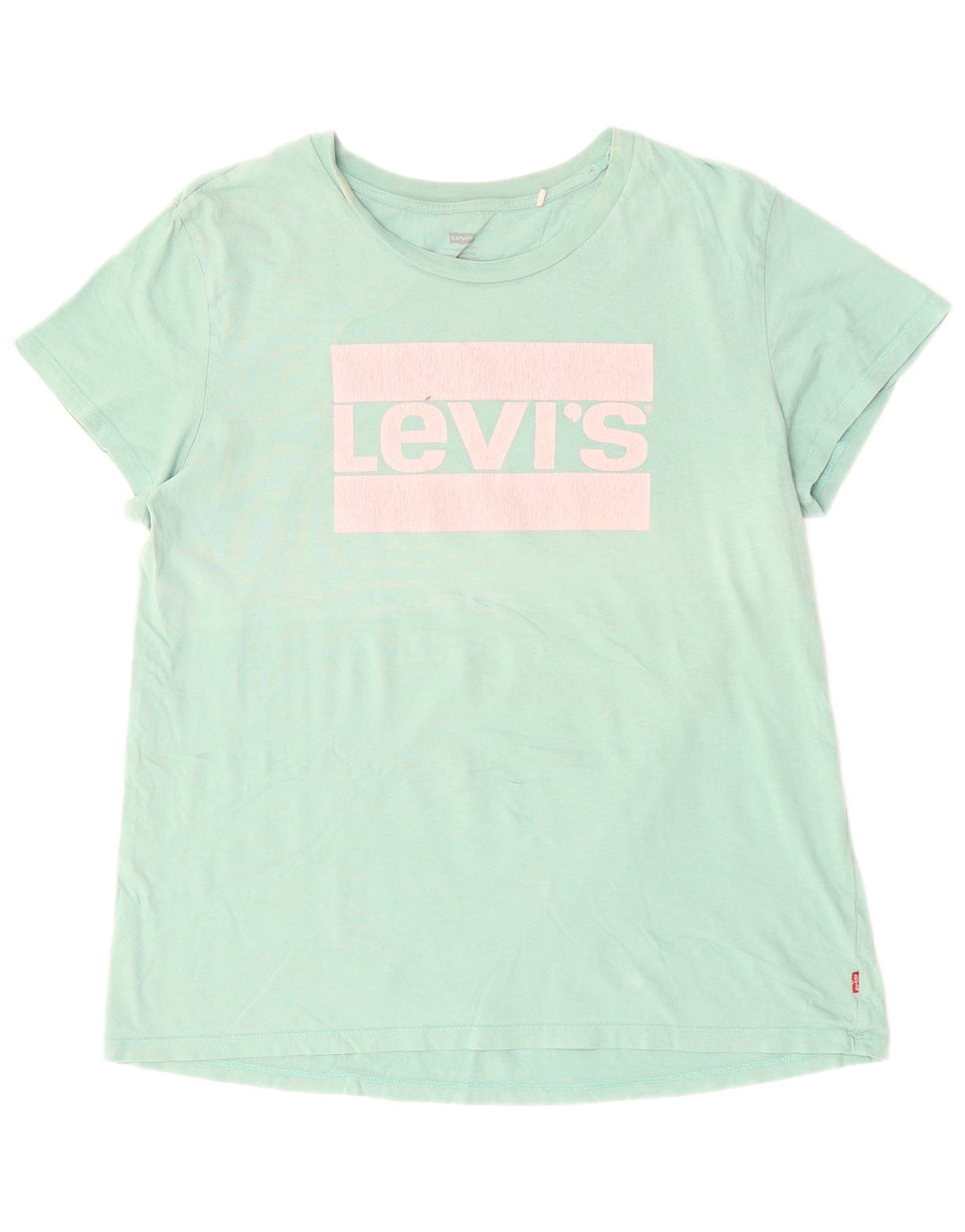 T-shirt grafica da donna LEVI'S Top UK 16 Large turchese cotone
