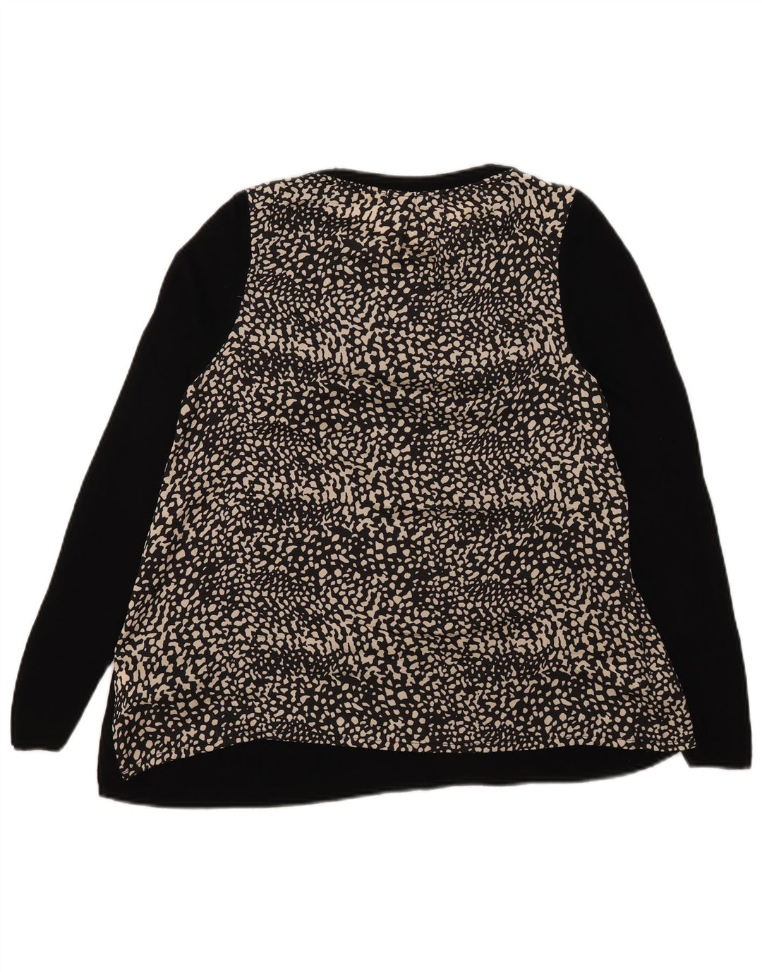 Marks & Spencer Top da donna a maniche lunghe UK 12 medio nero stampa animalier