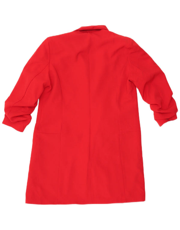 Zara Womens Open Overcoat UK 6 XS Red Cotton