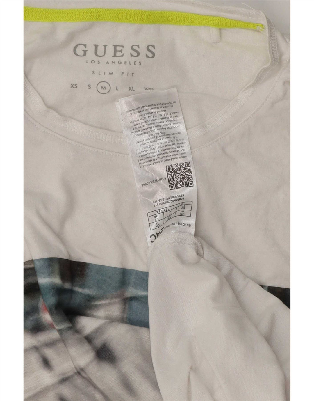 Guess T-shirt grafica da uomo slim fit in cotone bianco medio