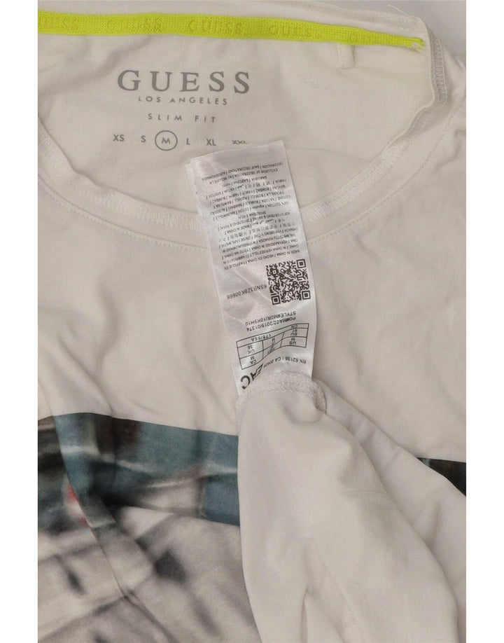 Guess T-shirt grafica da uomo slim fit in cotone bianco medio