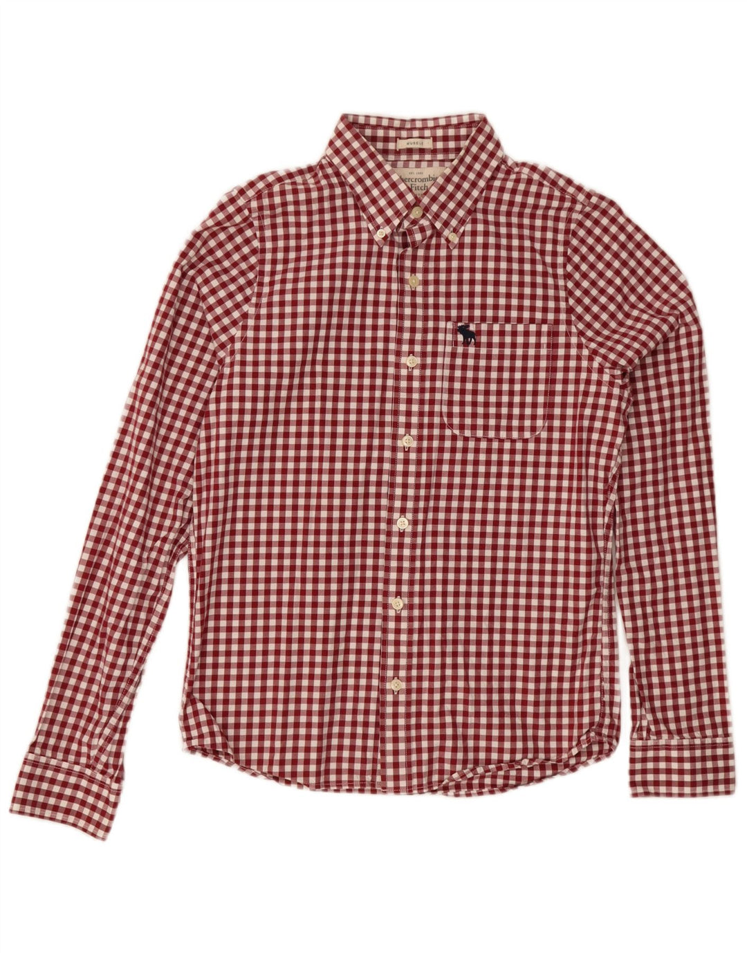 Camicia da uomo a quadri Muscle Fit Abercrombie & Fitch a quadretti rossi medi