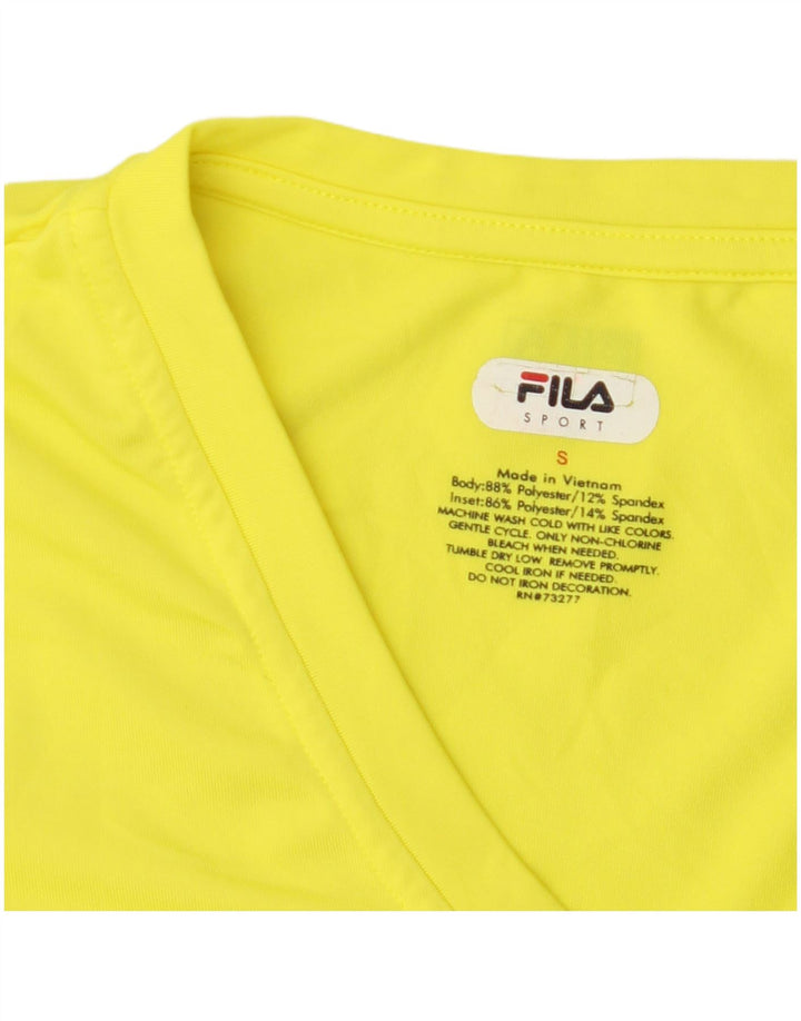 Fila Donna Top Manica Lunga UK 10 Small Giallo Poliestere