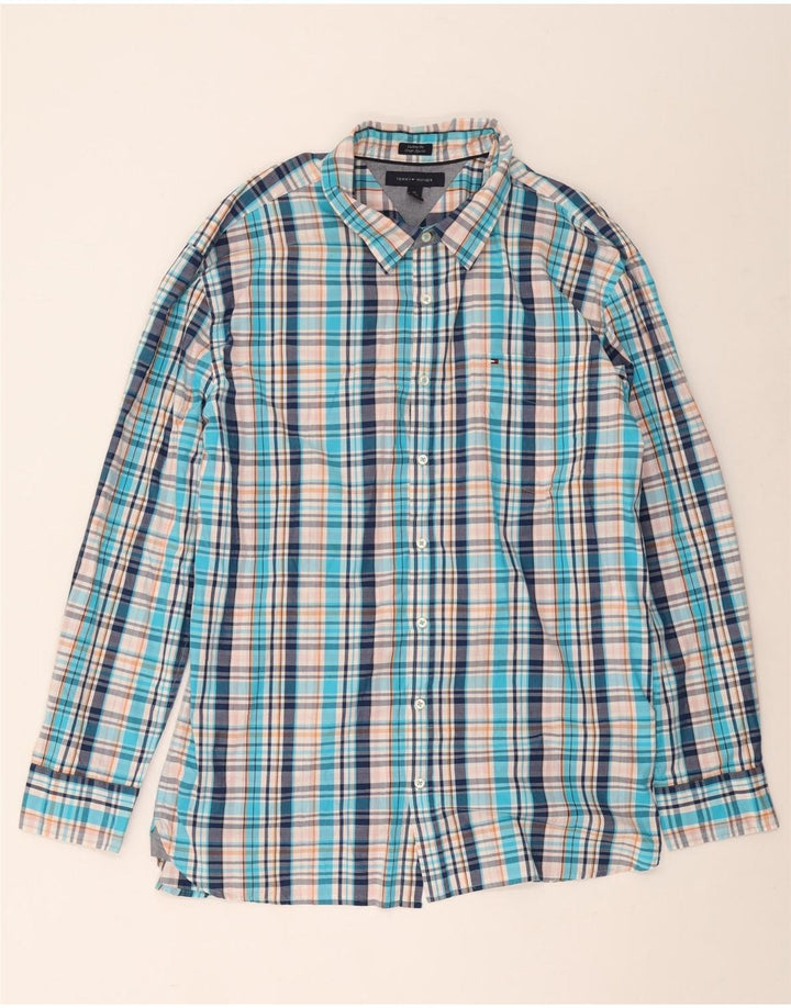 Camicia alta da uomo Tommy Hilfiger 2XL cotone a quadri blu