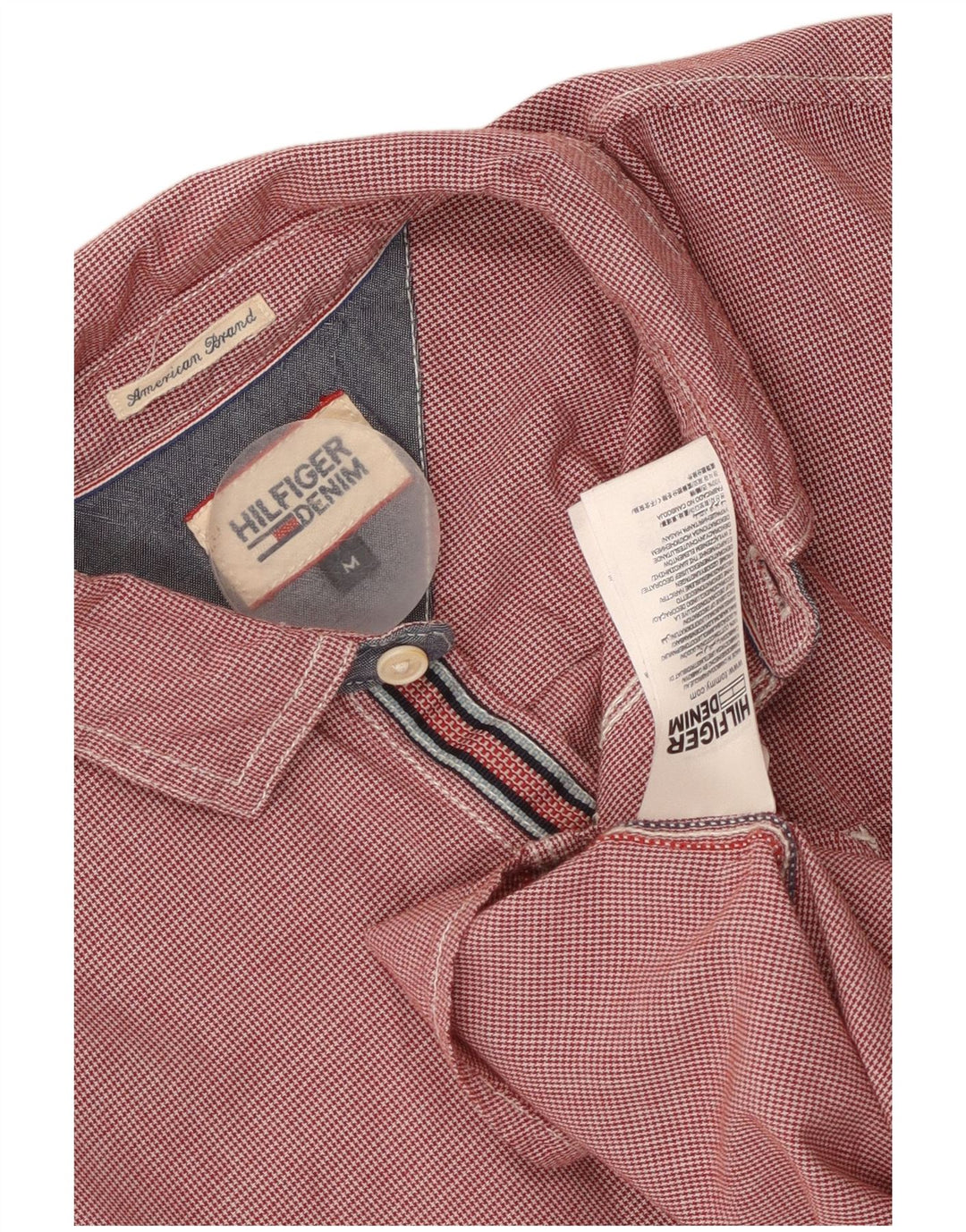 Camicia da uomo Tommy Hilfiger in cotone pied de poule rosso medio