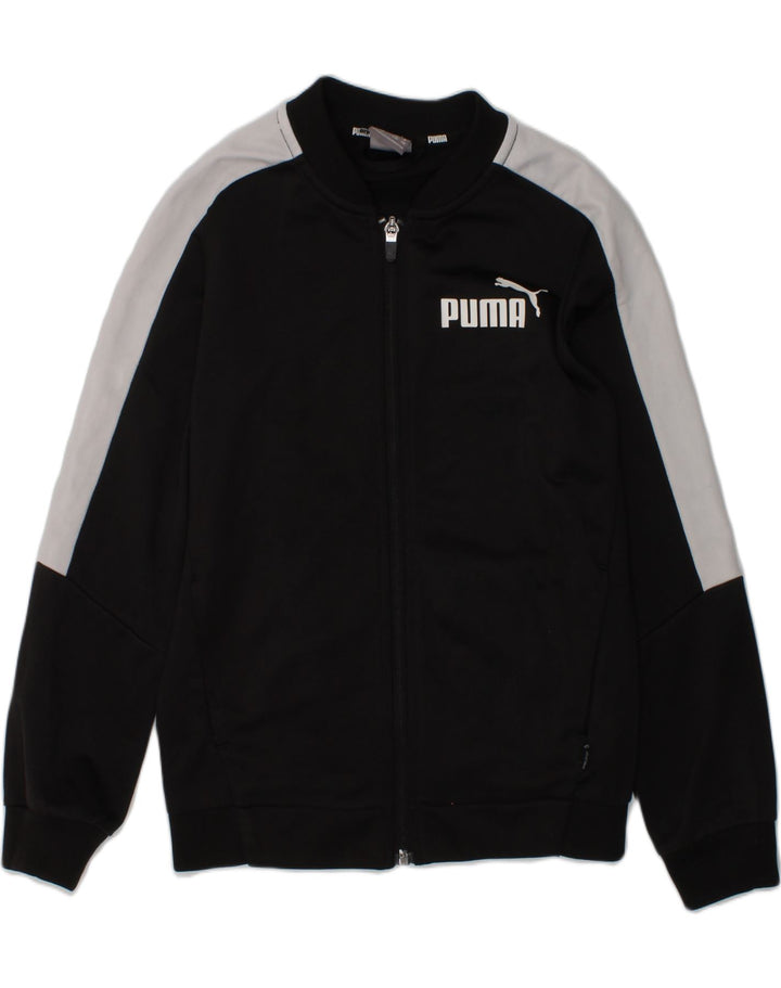 PUMA Boys Tracksuit Top Jacket 7-8 Years Black Polyester | Vintage Puma | Thrift | Second-Hand Puma | Used Clothing | Messina Hembry 