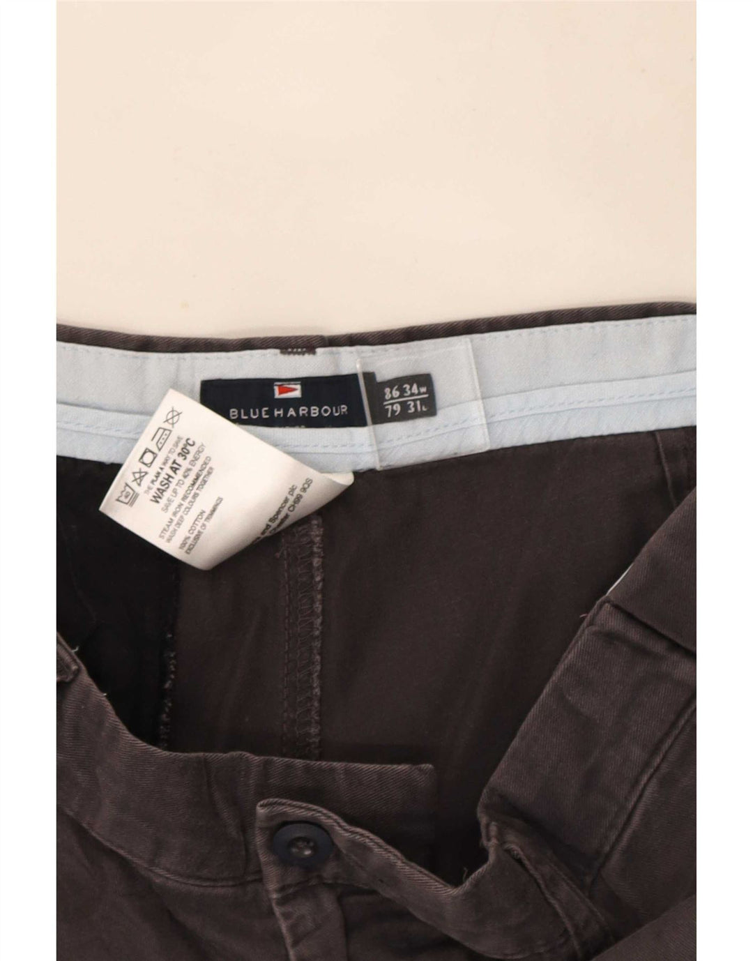 Pantaloni chino dritti Marks & Spencer da uomo blu Harbour W34 L31 neri