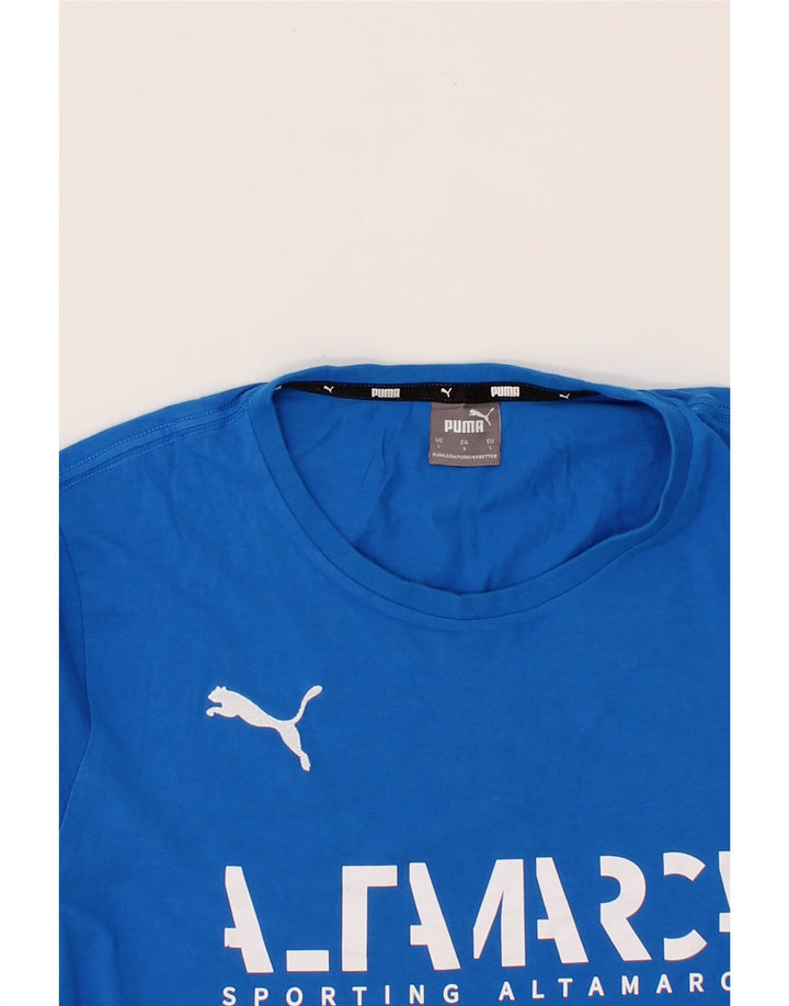 PUMA Mens Graphic T-Shirt Top Large Blue Cotton Vintage Puma and Second-Hand Puma from Messina Hembry 