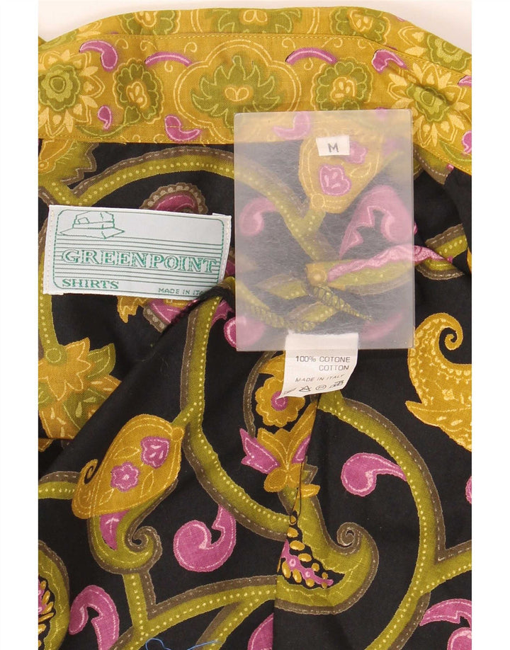 Camicia vintage da uomo a maniche corte in cotone Paisley giallo medio