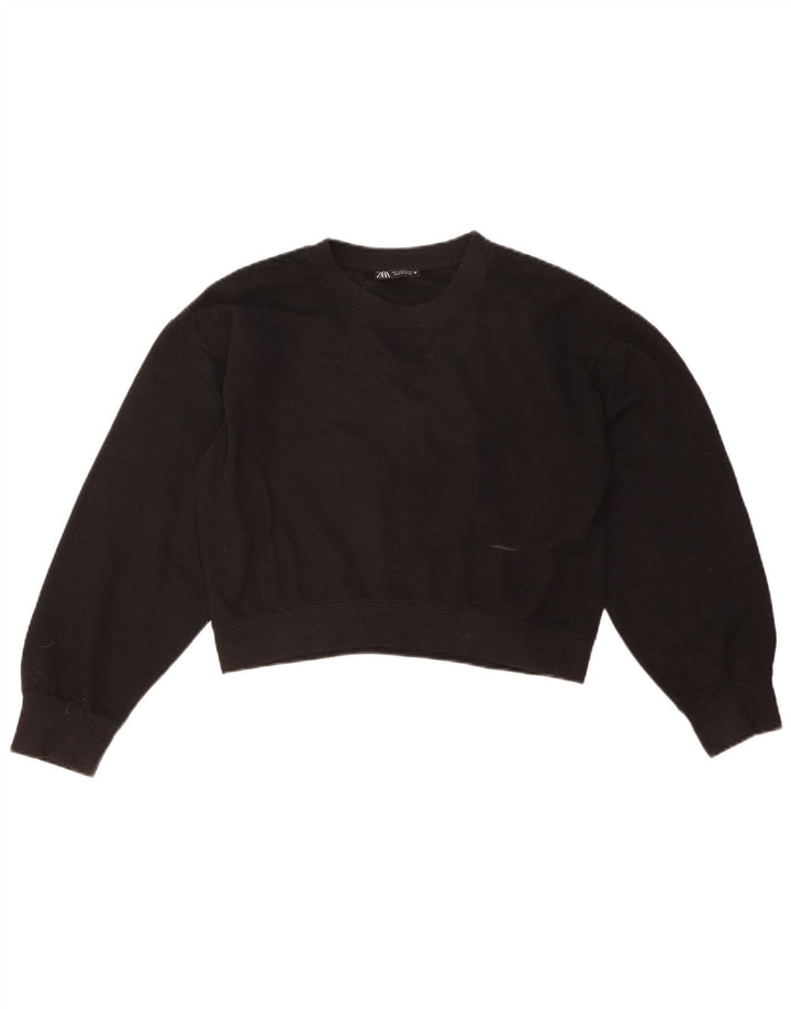 Felpa Crop Oversize Da Donna ZARA Maglione UK 10 Small Nero