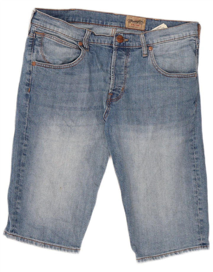 Pantaloncini di jeans Colton da uomo Wrangler W33 cotone blu medio