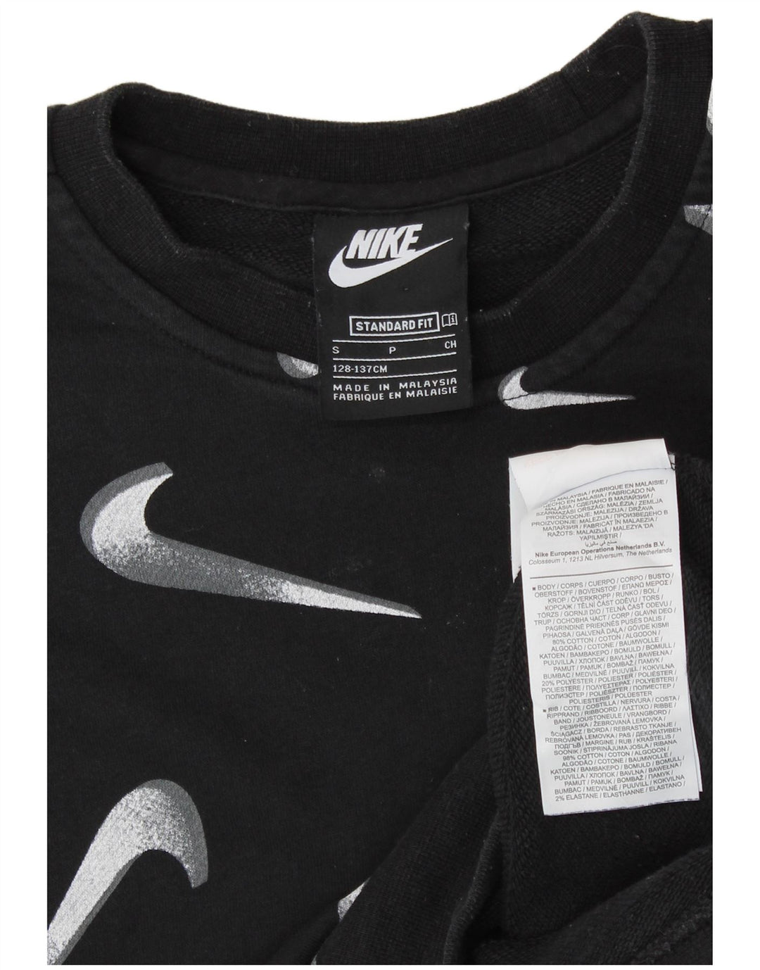 Felpa NIKE per ragazze con grafica standard fit, 8-9 anni, piccola, nera