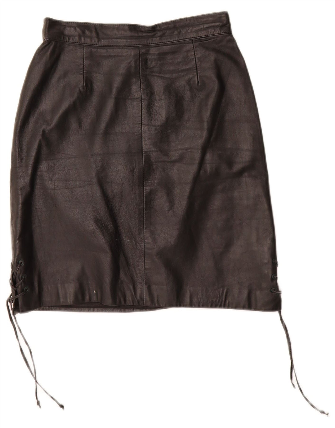 Gonna in pelle da donna VINTAGE EU 34 XS W24 Pelle nera