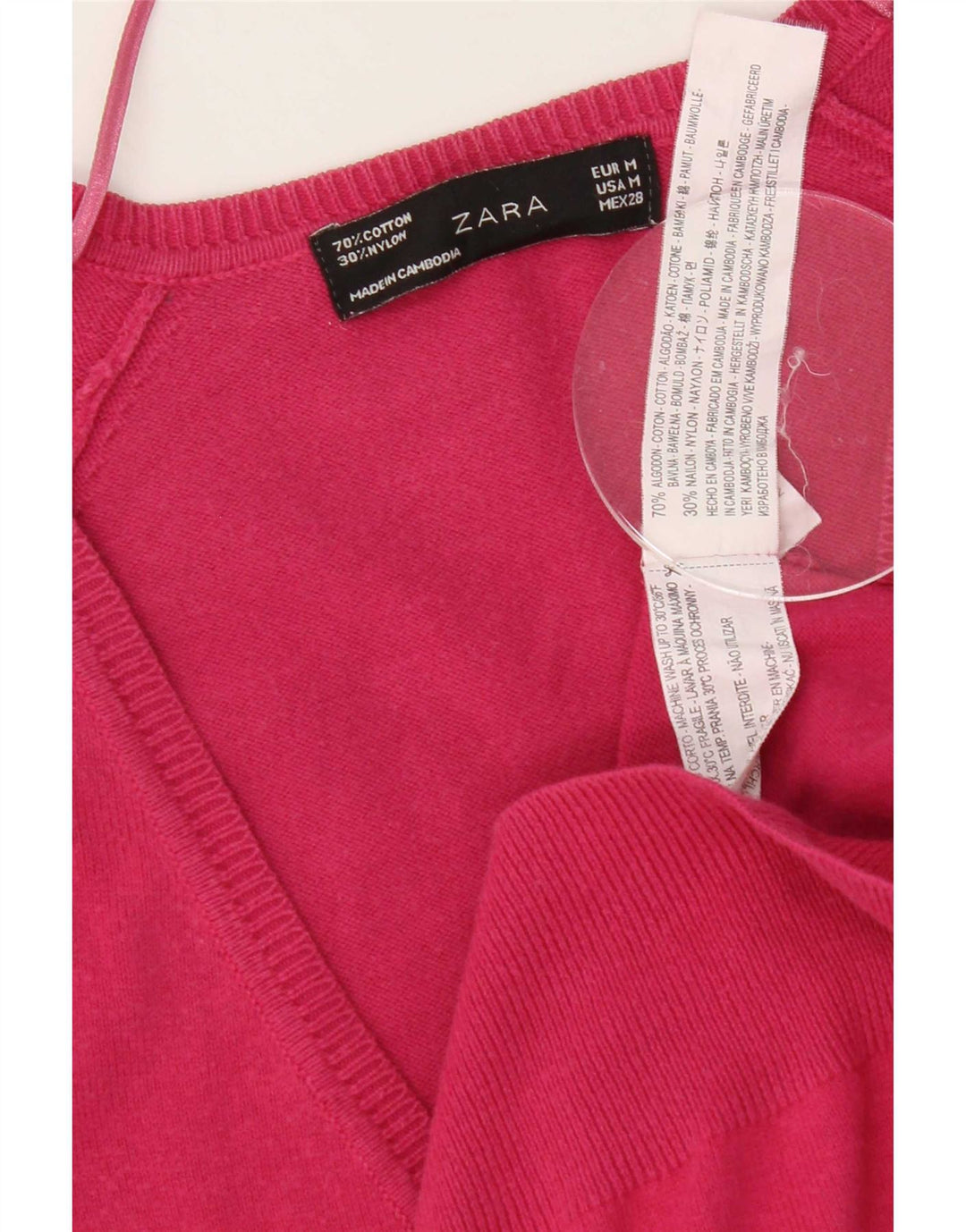 Maglione cardigan da donna Zara UK 12 cotone rosa medio