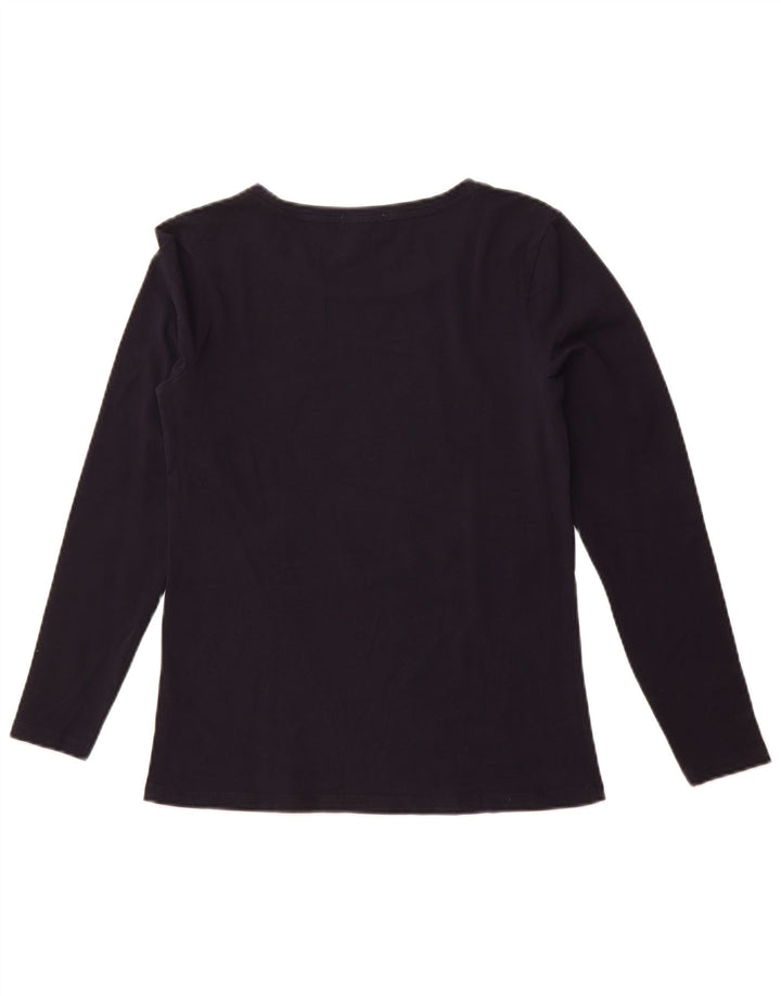 BARBOUR Top grafico da donna a maniche lunghe UK 10 Small Blu Navy Natale