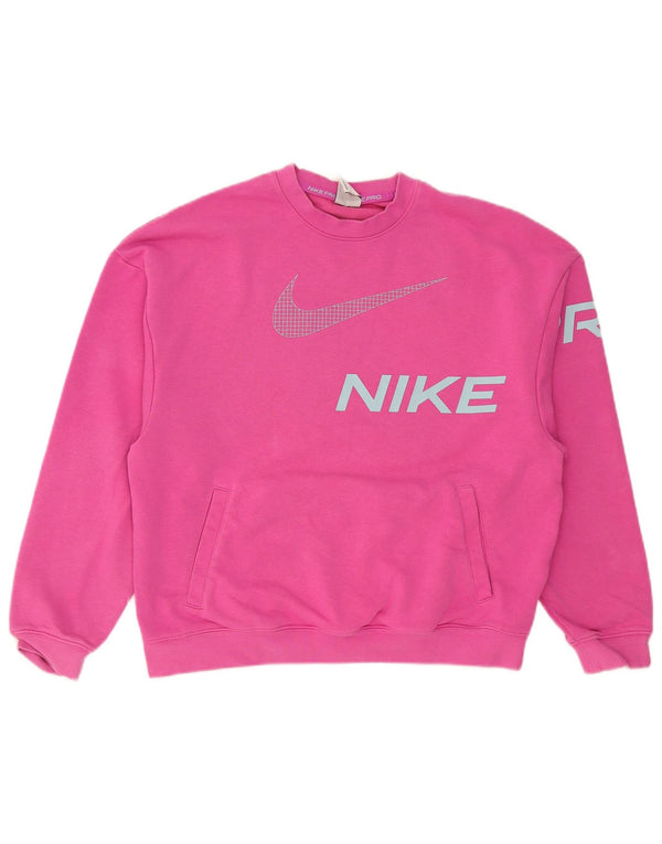 Felpa oversize con grafica Nike da donna UK 10 piccola in cotone rosa
