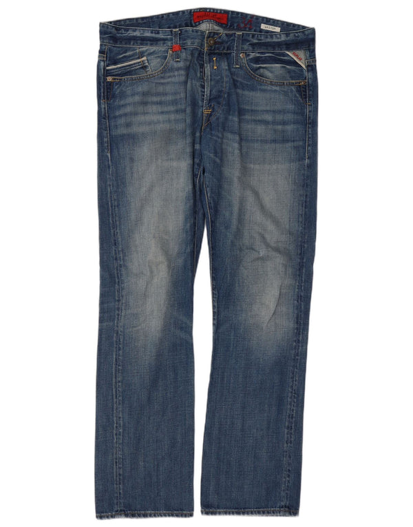 Replay Jeans dritti Waitom da uomo W34 L32 cotone blu