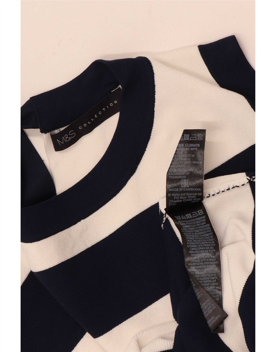 Canotta da donna Marks & Spencer UK 12 medio in poliammide a righe blu navy