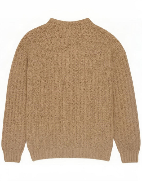 Maglione Kappa da uomo ampio con scollo a barca, vestibilità ampia, in lana screziata beige