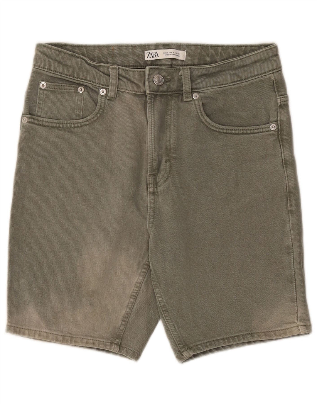 Pantaloncini di jeans da uomo Zara EU 38 piccoli W30 cotone kaki