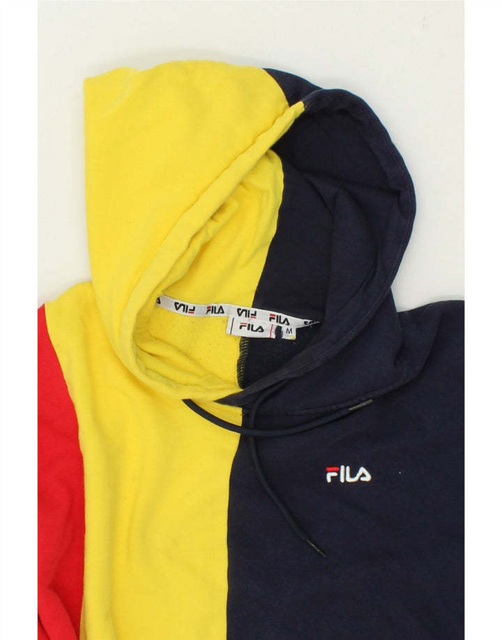FILA Womens Oversized Crop Hoodie Jumper UK 14 Medium Multicoloured Vintage Fila and Second-Hand Fila from Messina Hembry 