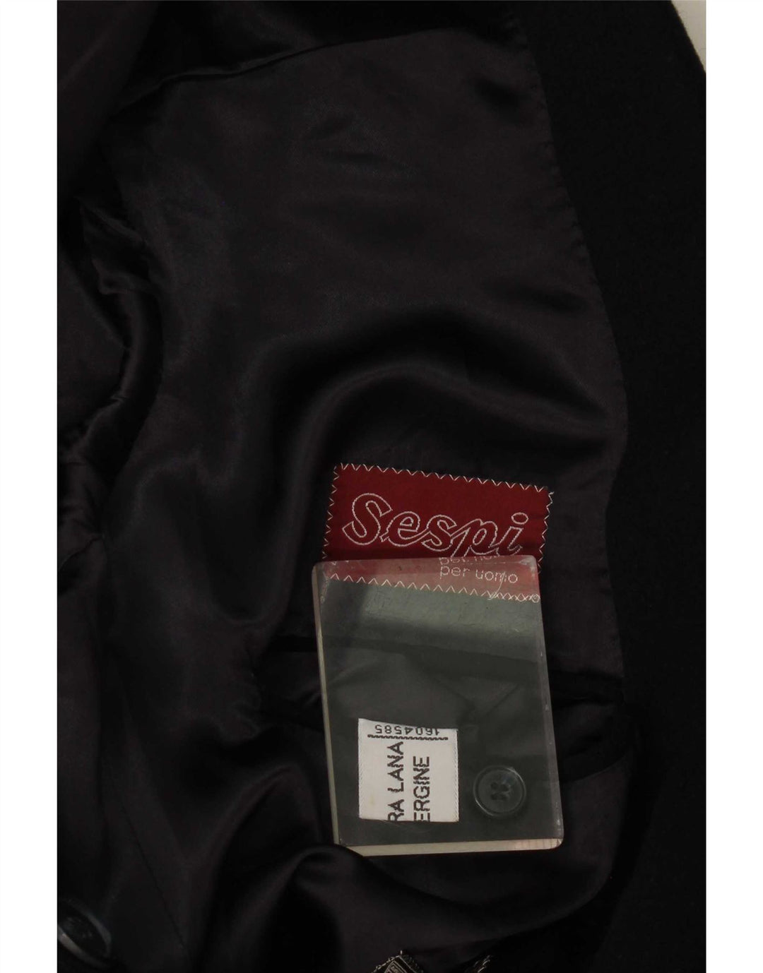 Cappotto doppiopetto da uomo Sespi UK 38 Lana vergine blu navy medio