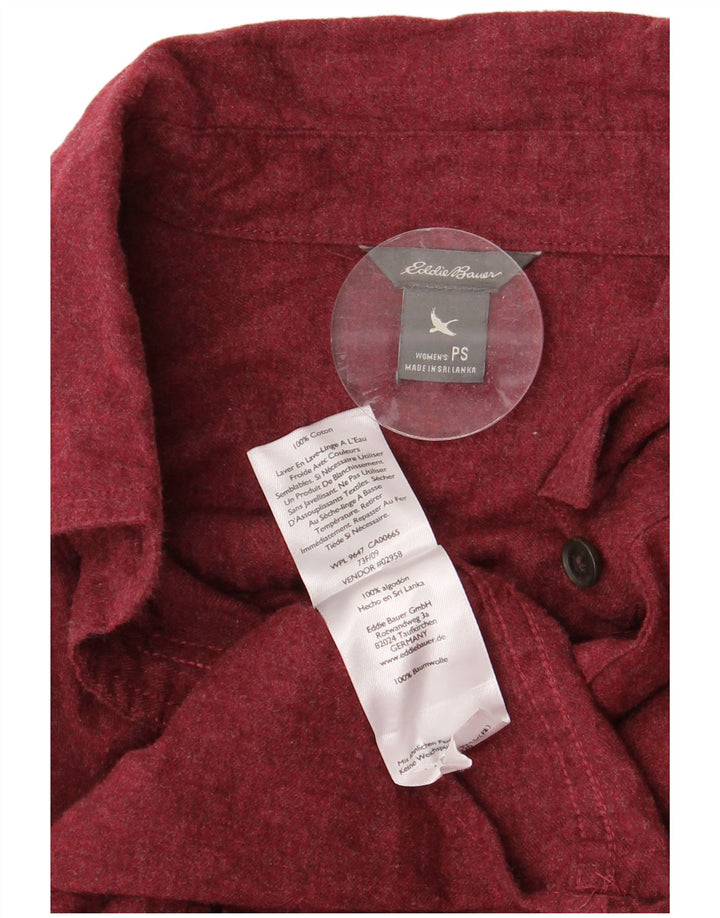 Camicia oversize da donna EDDIE BAUER UK 10 Small Maroon Cotton