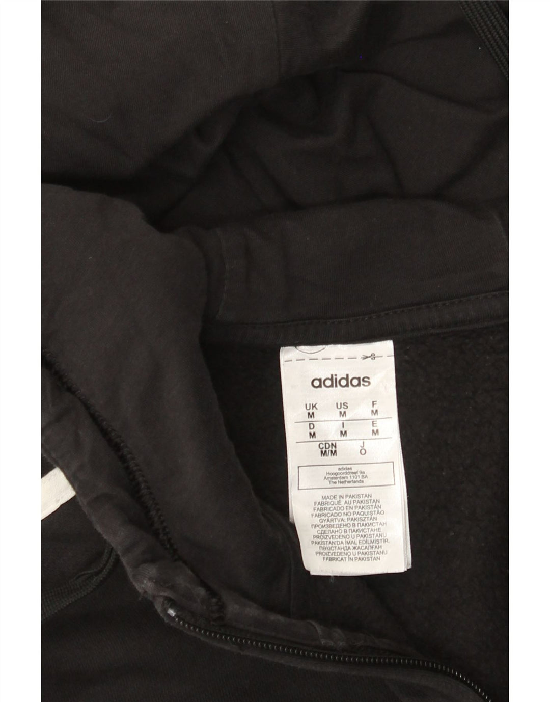 Maglione con cappuccio e zip Adidas da uomo in cotone nero medio