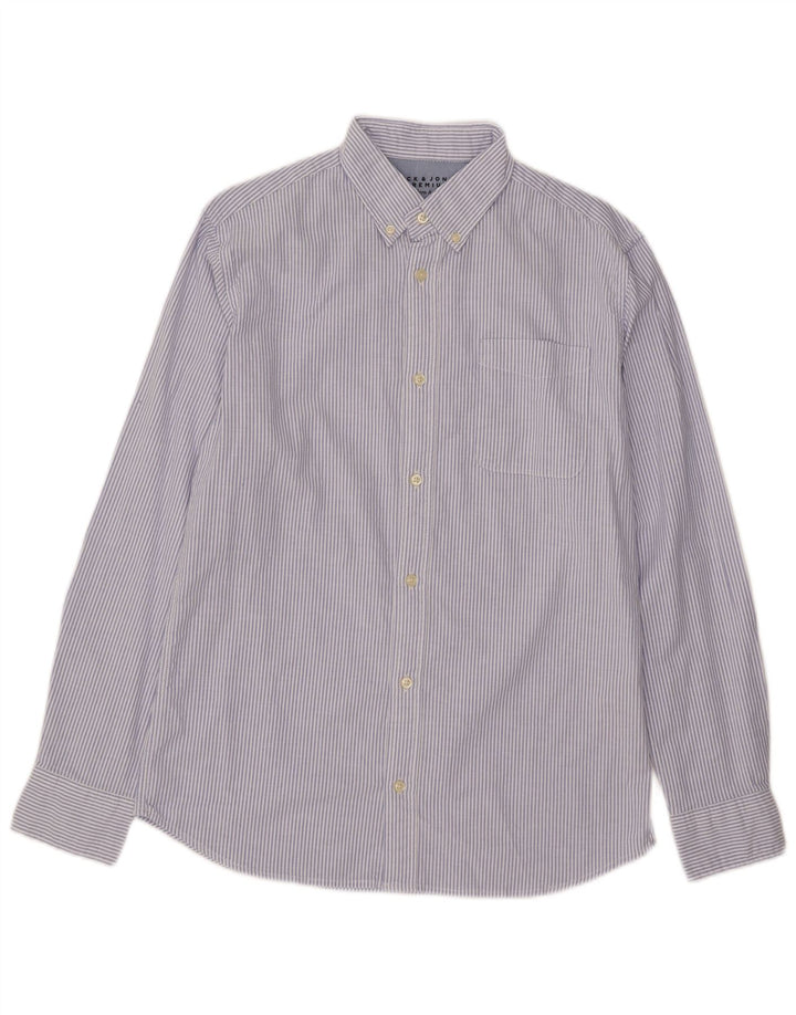 Camicia Oxford da uomo Jack & Jones in cotone gessato blu medio