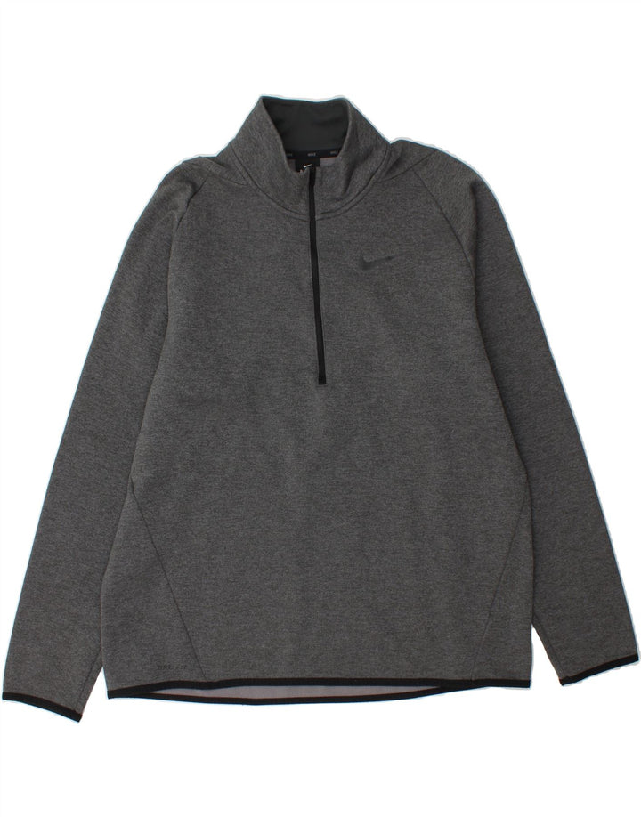 NIKE Mens Dri Fit Zip Neck Sweatshirt Jumper Large Grey Polyester Vintage Nike and Second-Hand Nike from Messina Hembry 