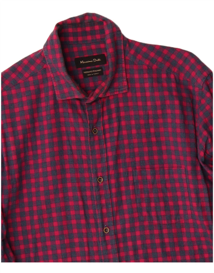 MASSIMO DUTTI Camicia da uomo in flanella di cotone a quadretti rossi grandi