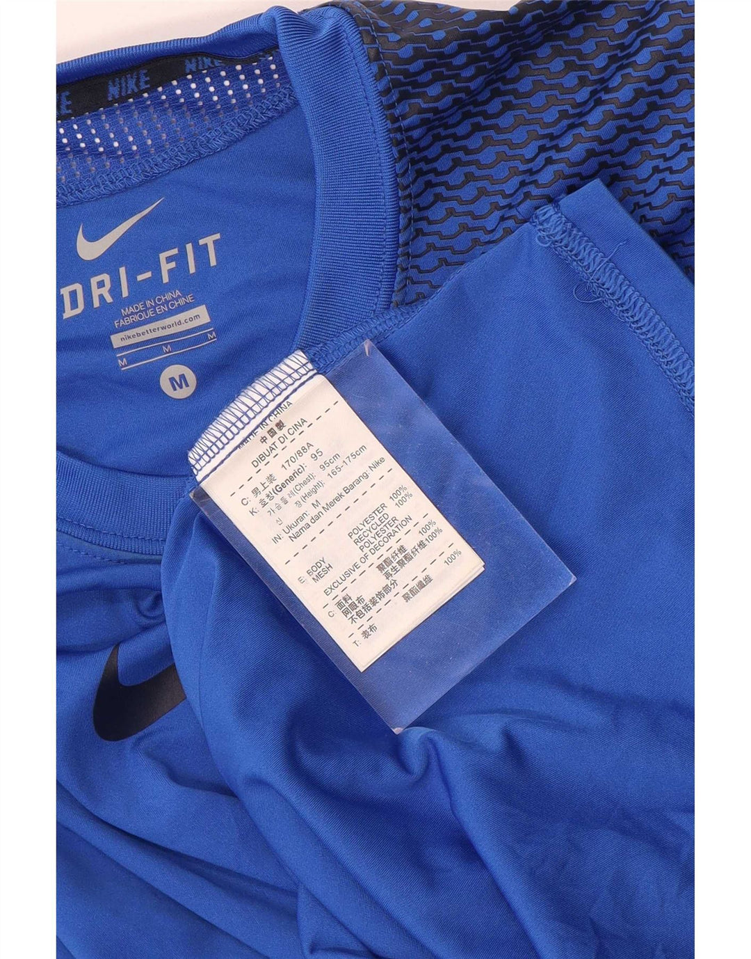 T-shirt grafica Nike Dri Fit da uomo, top in poliestere blu medio