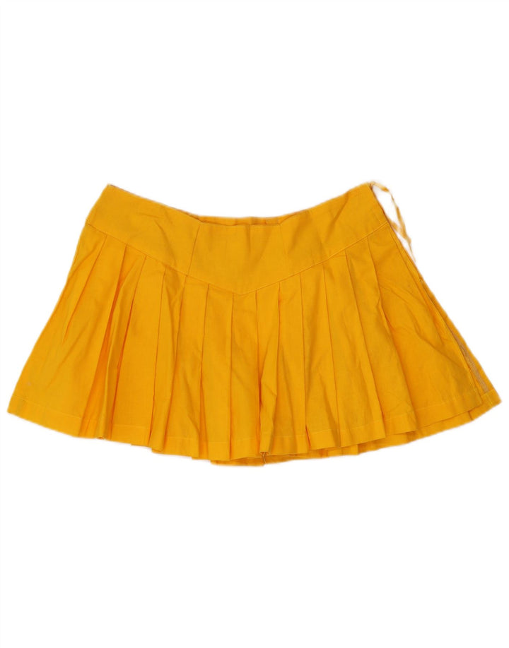 Gonna a pieghe mini coltello da donna VINTAGE W30 spiaggia gialla media
